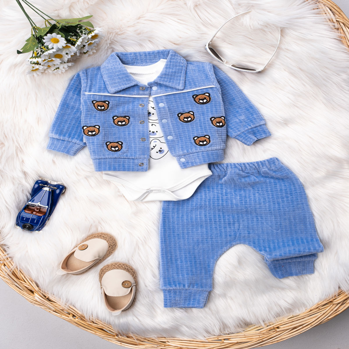 1427 SÜZİNELİ AYICIK KADİFE ÜÇLÜ TAKIM