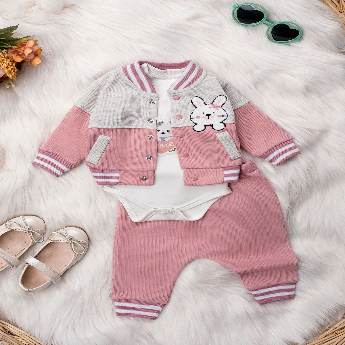 1472 TAVŞAN NAKIŞLI WAFFWL ÜÇLÜ TAKIM