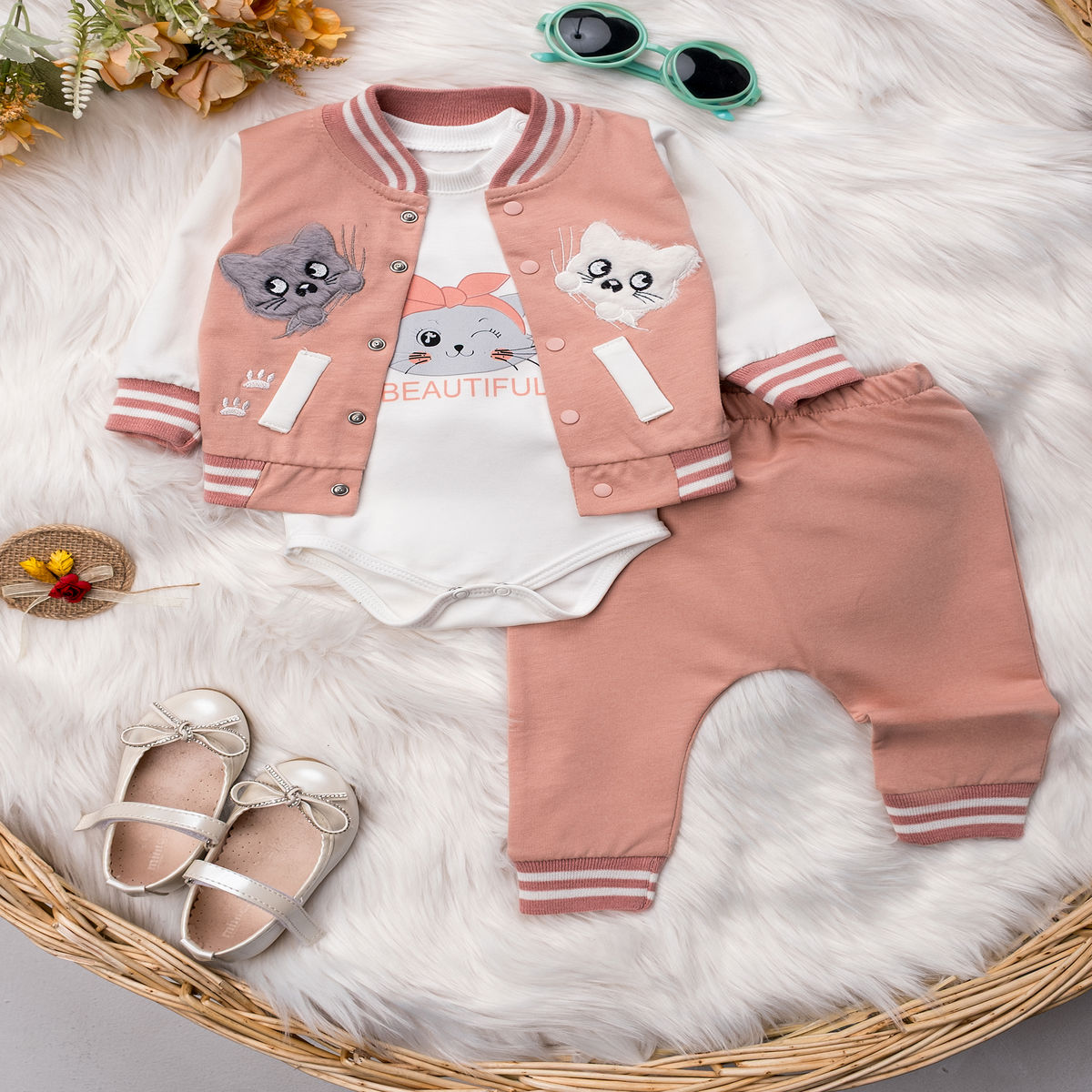 1468 KEDİ NAKIŞLI KOLEJ ÜÇLÜ TAKIM