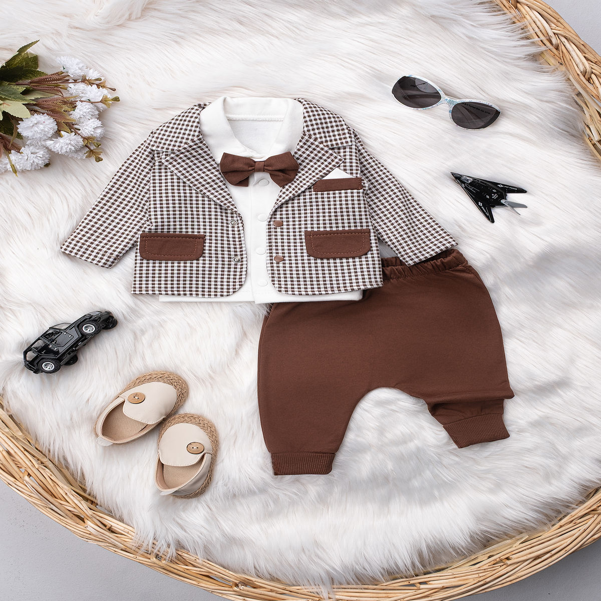 1436 PİTİ KARE CEKETLİ ÜÇLÜ TAKIM